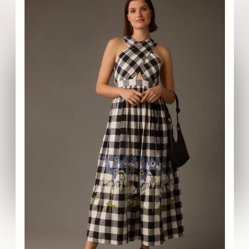 NWT - Gingham Halter Dress - Picture 1 of 4